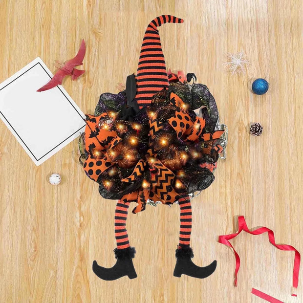 ‌Halloween Witch Door Wreath Spooky Front Door Decorations