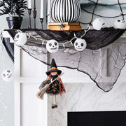 Halloween Witch Doll Hangable Kitchen Decor with Broom Ornament Spooky Witch Figurine