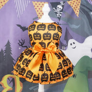 Halloween Dog Costumes Pumpkin Skull Print Clothes