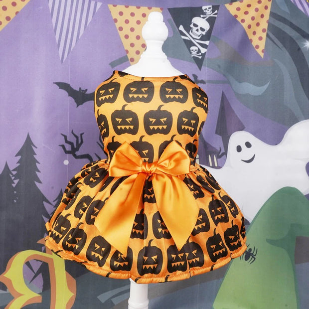 Halloween Dog Costumes Pumpkin Skull Print Clothes