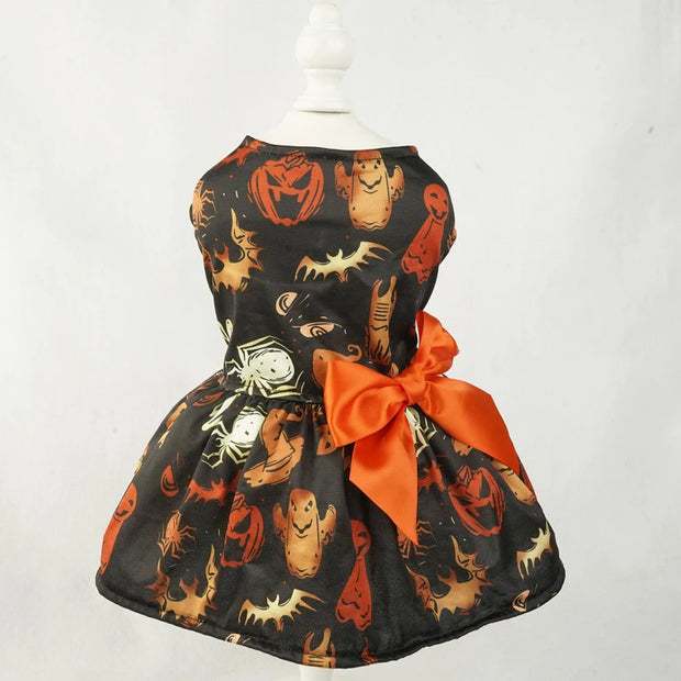 Halloween Dog Costumes Pumpkin Skull Print Clothes