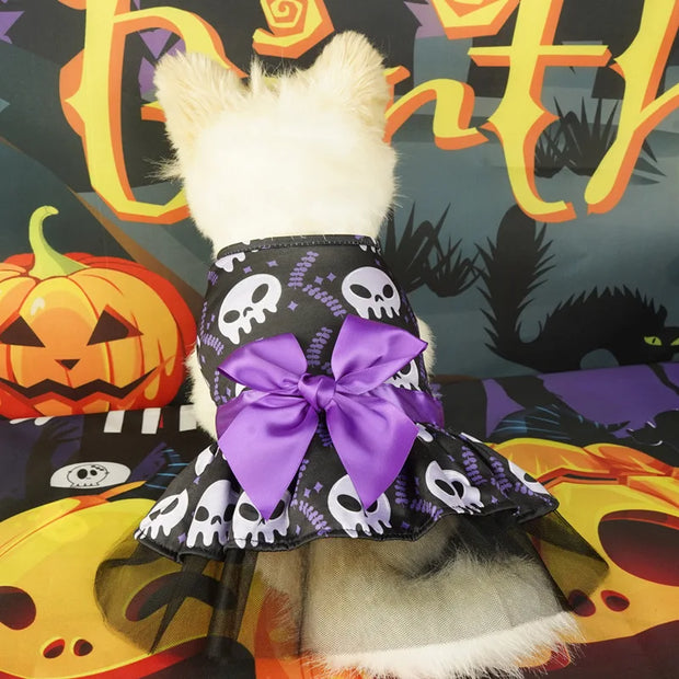Halloween Dog Costumes Pumpkin Skull Print Clothes