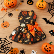 Halloween Dog Costumes Pumpkin Skull Print Clothes