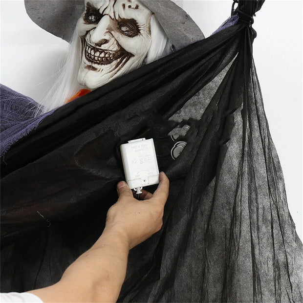 Halloween Sound Glowing Witch Decoration Props  Scary Witch Hanging Ghost Holiday Party