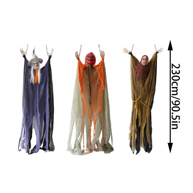Halloween Sound Glowing Witch Decoration Props  Scary Witch Hanging Ghost Holiday Party